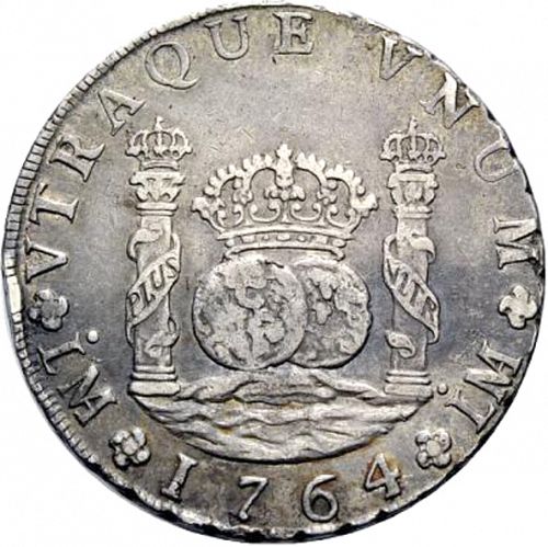 8 Reales Reverse Image minted in SPAIN in 1764JM (1759-88  -  CARLOS III)  - The Coin Database