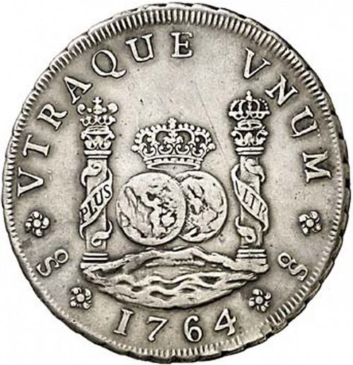 8 Reales Reverse Image minted in SPAIN in 1764J (1759-88  -  CARLOS III)  - The Coin Database