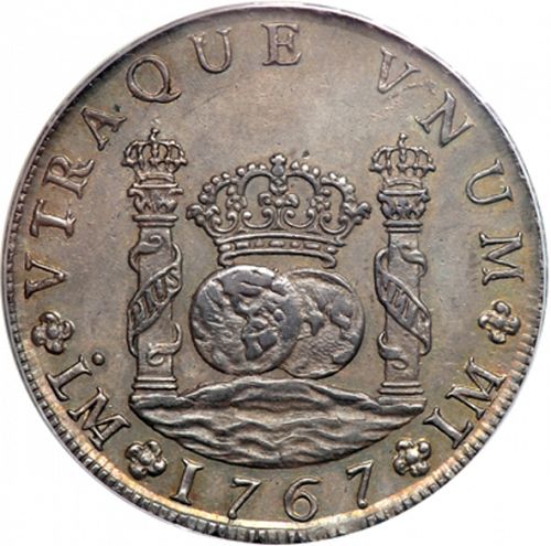 8 Reales Reverse Image minted in SPAIN in 1767JM (1759-88  -  CARLOS III)  - The Coin Database