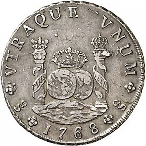 8 Reales Reverse Image minted in SPAIN in 1768A (1759-88  -  CARLOS III)  - The Coin Database