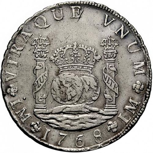 8 Reales Reverse Image minted in SPAIN in 1768JM (1759-88  -  CARLOS III)  - The Coin Database