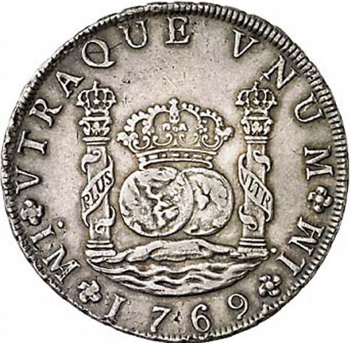 8 Reales Reverse Image minted in SPAIN in 1769JM (1759-88  -  CARLOS III)  - The Coin Database