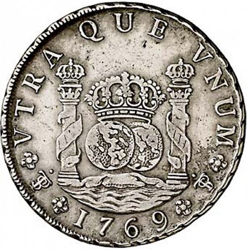 8 Reales Reverse Image minted in SPAIN in 1769JR (1759-88  -  CARLOS III)  - The Coin Database