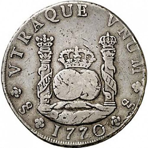 8 Reales Reverse Image minted in SPAIN in 1770A (1759-88  -  CARLOS III)  - The Coin Database
