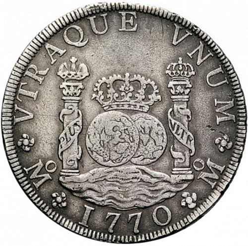 8 Reales Reverse Image minted in SPAIN in 1770FM (1759-88  -  CARLOS III)  - The Coin Database