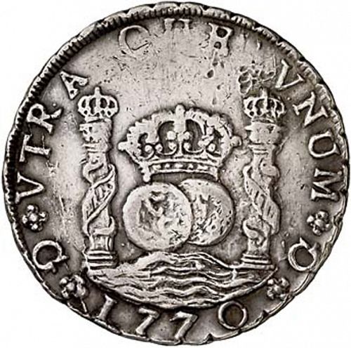 8 Reales Reverse Image minted in SPAIN in 1770P (1759-88  -  CARLOS III)  - The Coin Database