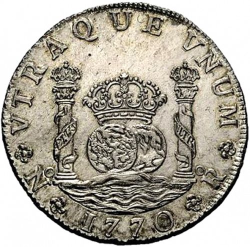 8 Reales Reverse Image minted in SPAIN in 1770VJ (1759-88  -  CARLOS III)  - The Coin Database