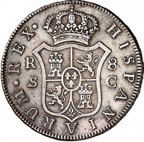 8 Reales Reverse Image minted in SPAIN in 1788C (1759-88  -  CARLOS III)  - The Coin Database