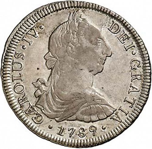 8 Reales Obverse Image minted in SPAIN in 1789DA (1788-08  -  CARLOS IV)  - The Coin Database