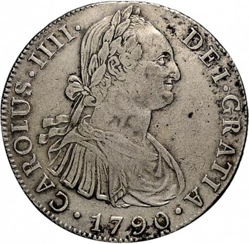 8 Reales Obverse Image minted in SPAIN in 1790M (1788-08  -  CARLOS IV)  - The Coin Database