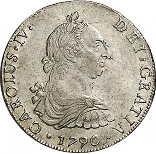 8 Reales Obverse Image minted in SPAIN in 1790PR (1788-08  -  CARLOS IV)  - The Coin Database
