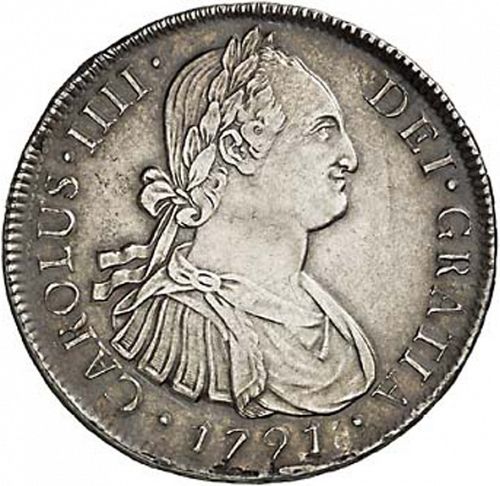 8 Reales Obverse Image minted in SPAIN in 1791DA (1788-08  -  CARLOS IV)  - The Coin Database