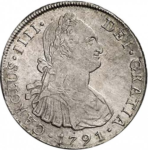 8 Reales Obverse Image minted in SPAIN in 1791IJ (1788-08  -  CARLOS IV)  - The Coin Database