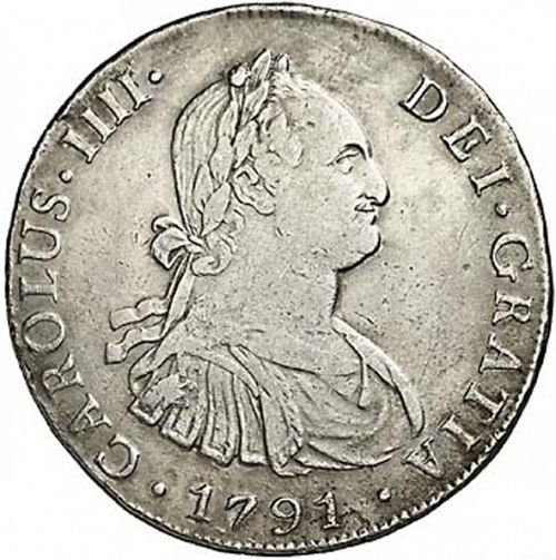 8 Reales Obverse Image minted in SPAIN in 1791PR (1788-08  -  CARLOS IV)  - The Coin Database