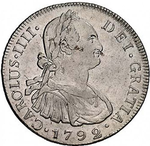 8 Reales Obverse Image minted in SPAIN in 1792M (1788-08  -  CARLOS IV)  - The Coin Database