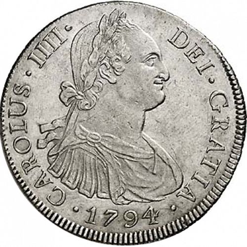 8 Reales Obverse Image minted in SPAIN in 1794PR (1788-08  -  CARLOS IV)  - The Coin Database