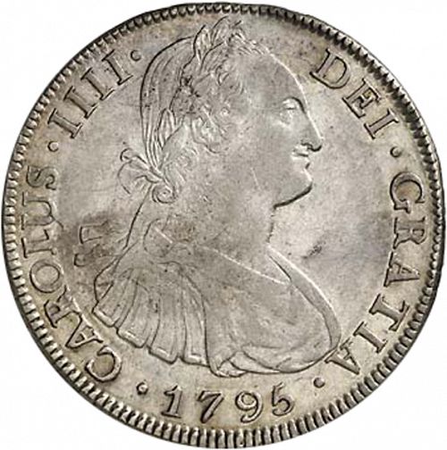 8 Reales Obverse Image minted in SPAIN in 1795PP (1788-08  -  CARLOS IV)  - The Coin Database