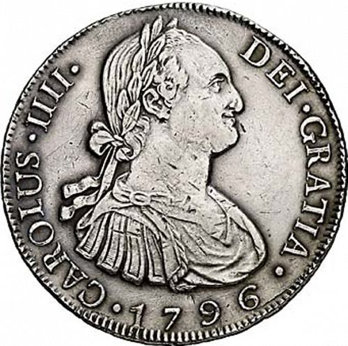 8 Reales Obverse Image minted in SPAIN in 1796M (1788-08  -  CARLOS IV)  - The Coin Database