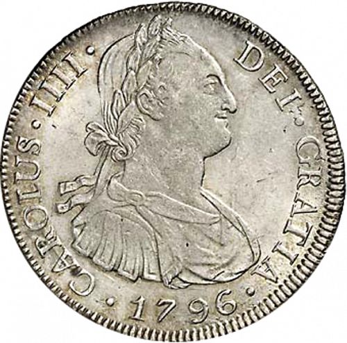 8 Reales Obverse Image minted in SPAIN in 1796PP (1788-08  -  CARLOS IV)  - The Coin Database