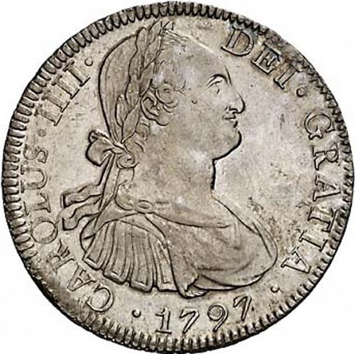 8 Reales Obverse Image minted in SPAIN in 1797FM (1788-08  -  CARLOS IV)  - The Coin Database