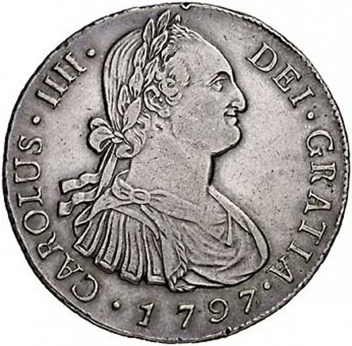 8 Reales Obverse Image minted in SPAIN in 1797M (1788-08  -  CARLOS IV)  - The Coin Database