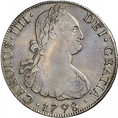 8 Reales Obverse Image minted in SPAIN in 1798DA (1788-08  -  CARLOS IV)  - The Coin Database