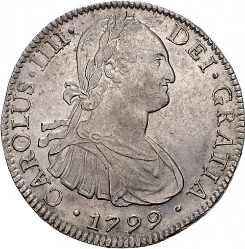 8 Reales Obverse Image minted in SPAIN in 1799FM (1788-08  -  CARLOS IV)  - The Coin Database