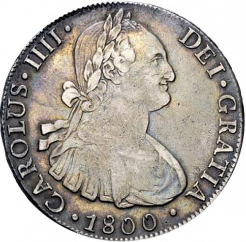 8 Reales Obverse Image minted in SPAIN in 1800AJ (1788-08  -  CARLOS IV)  - The Coin Database