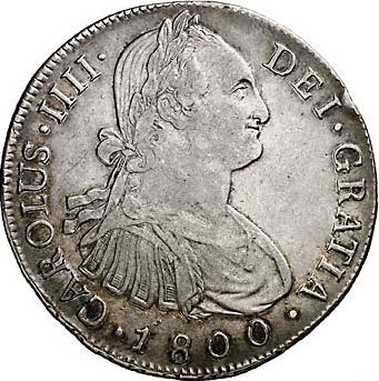 8 Reales Obverse Image minted in SPAIN in 1800M (1788-08  -  CARLOS IV)  - The Coin Database