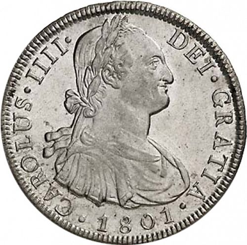 8 Reales Obverse Image minted in SPAIN in 1801PP (1788-08  -  CARLOS IV)  - The Coin Database