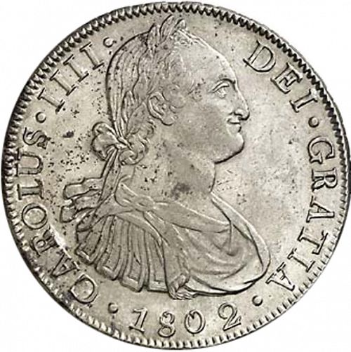 8 Reales Obverse Image minted in SPAIN in 1802JJ (1788-08  -  CARLOS IV)  - The Coin Database