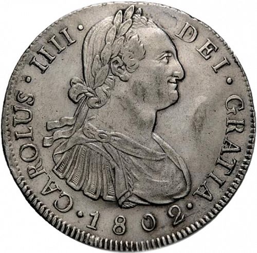 8 Reales Obverse Image minted in SPAIN in 1802M (1788-08  -  CARLOS IV)  - The Coin Database