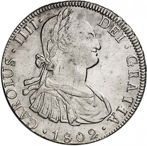 8 Reales Obverse Image minted in SPAIN in 1802PP (1788-08  -  CARLOS IV)  - The Coin Database