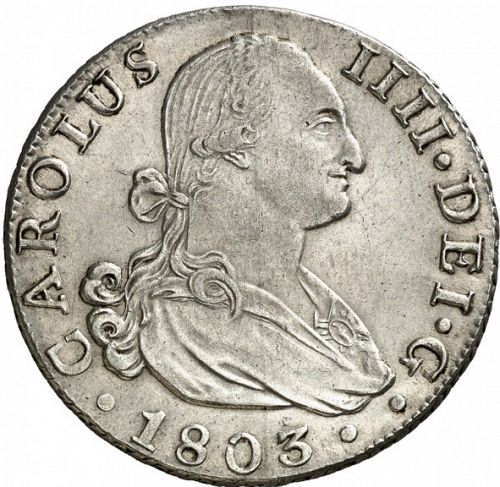 8 Reales Obverse Image minted in SPAIN in 1803CN (1788-08  -  CARLOS IV)  - The Coin Database