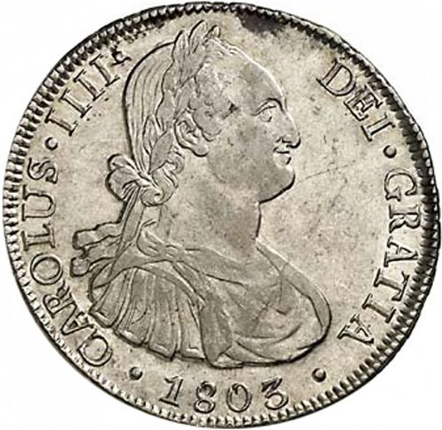 8 Reales Obverse Image minted in SPAIN in 1803FJ (1788-08  -  CARLOS IV)  - The Coin Database