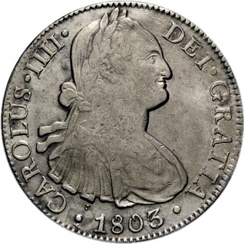 8 Reales Obverse Image minted in SPAIN in 1803FT (1788-08  -  CARLOS IV)  - The Coin Database