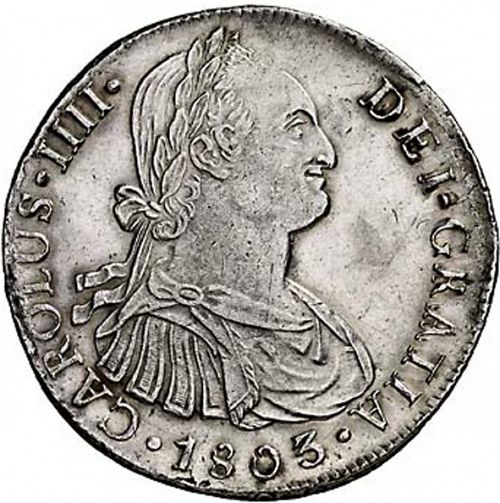 8 Reales Obverse Image minted in SPAIN in 1803IJ (1788-08  -  CARLOS IV)  - The Coin Database