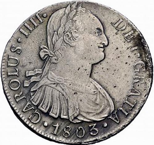 8 Reales Obverse Image minted in SPAIN in 1803JP (1788-08  -  CARLOS IV)  - The Coin Database