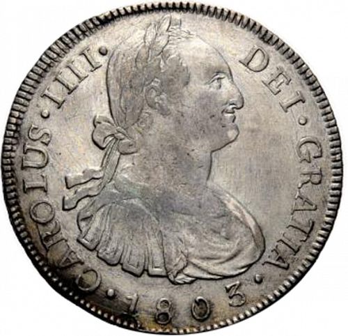 8 Reales Obverse Image minted in SPAIN in 1803M (1788-08  -  CARLOS IV)  - The Coin Database