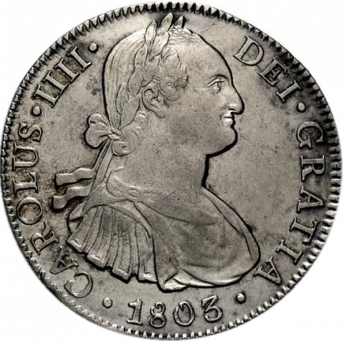 8 Reales Obverse Image minted in SPAIN in 1803TH (1788-08  -  CARLOS IV)  - The Coin Database