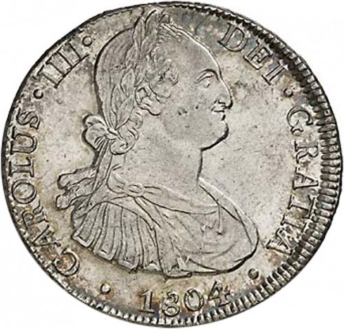 8 Reales Obverse Image minted in SPAIN in 1804FJ (1788-08  -  CARLOS IV)  - The Coin Database