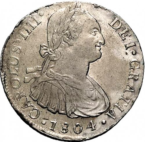 8 Reales Obverse Image minted in SPAIN in 1804JP (1788-08  -  CARLOS IV)  - The Coin Database
