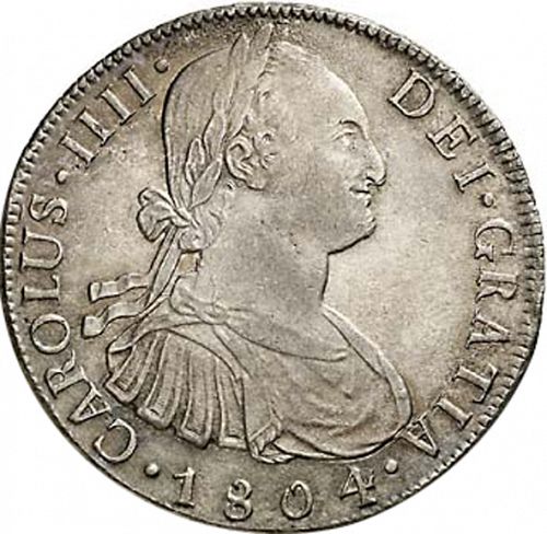 8 Reales Obverse Image minted in SPAIN in 1804PJ (1788-08  -  CARLOS IV)  - The Coin Database