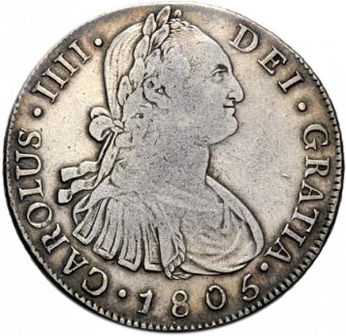 8 Reales Obverse Image minted in SPAIN in 1805M (1788-08  -  CARLOS IV)  - The Coin Database