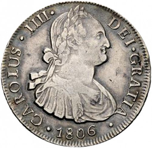 8 Reales Obverse Image minted in SPAIN in 1806FJ (1788-08  -  CARLOS IV)  - The Coin Database