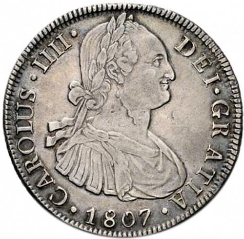 8 Reales Obverse Image minted in SPAIN in 1807FJ (1788-08  -  CARLOS IV)  - The Coin Database