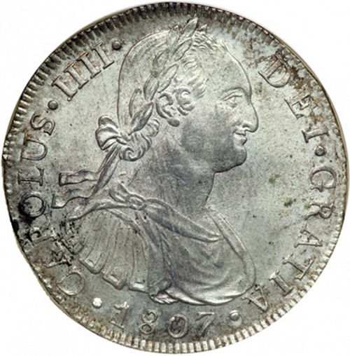 8 Reales Obverse Image minted in SPAIN in 1807JP (1788-08  -  CARLOS IV)  - The Coin Database