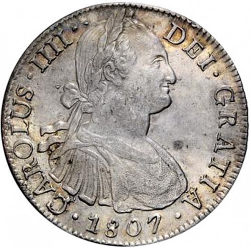 8 Reales Obverse Image minted in SPAIN in 1807TH (1788-08  -  CARLOS IV)  - The Coin Database
