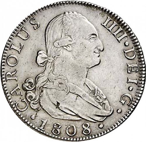 8 Reales Obverse Image minted in SPAIN in 1808AI (1788-08  -  CARLOS IV)  - The Coin Database