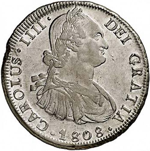 8 Reales Obverse Image minted in SPAIN in 1808FJ (1788-08  -  CARLOS IV)  - The Coin Database